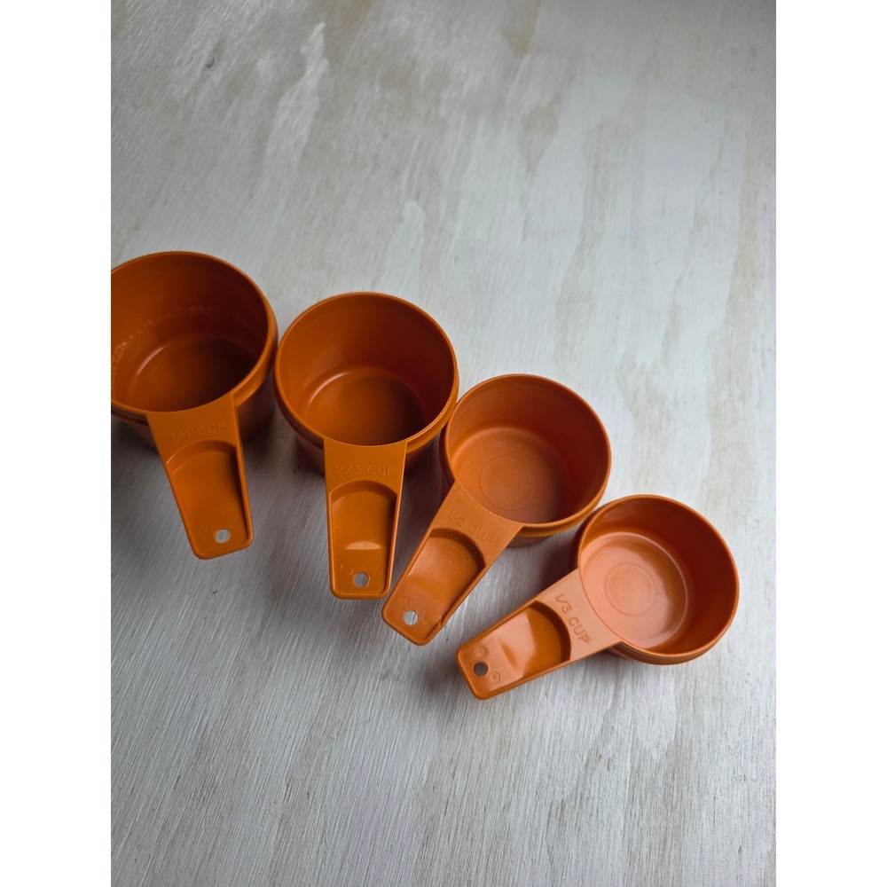 Vintage Tupperware Measuring Cup Set 4pc Burnt Orange Retro Kitchen 70s Boho
